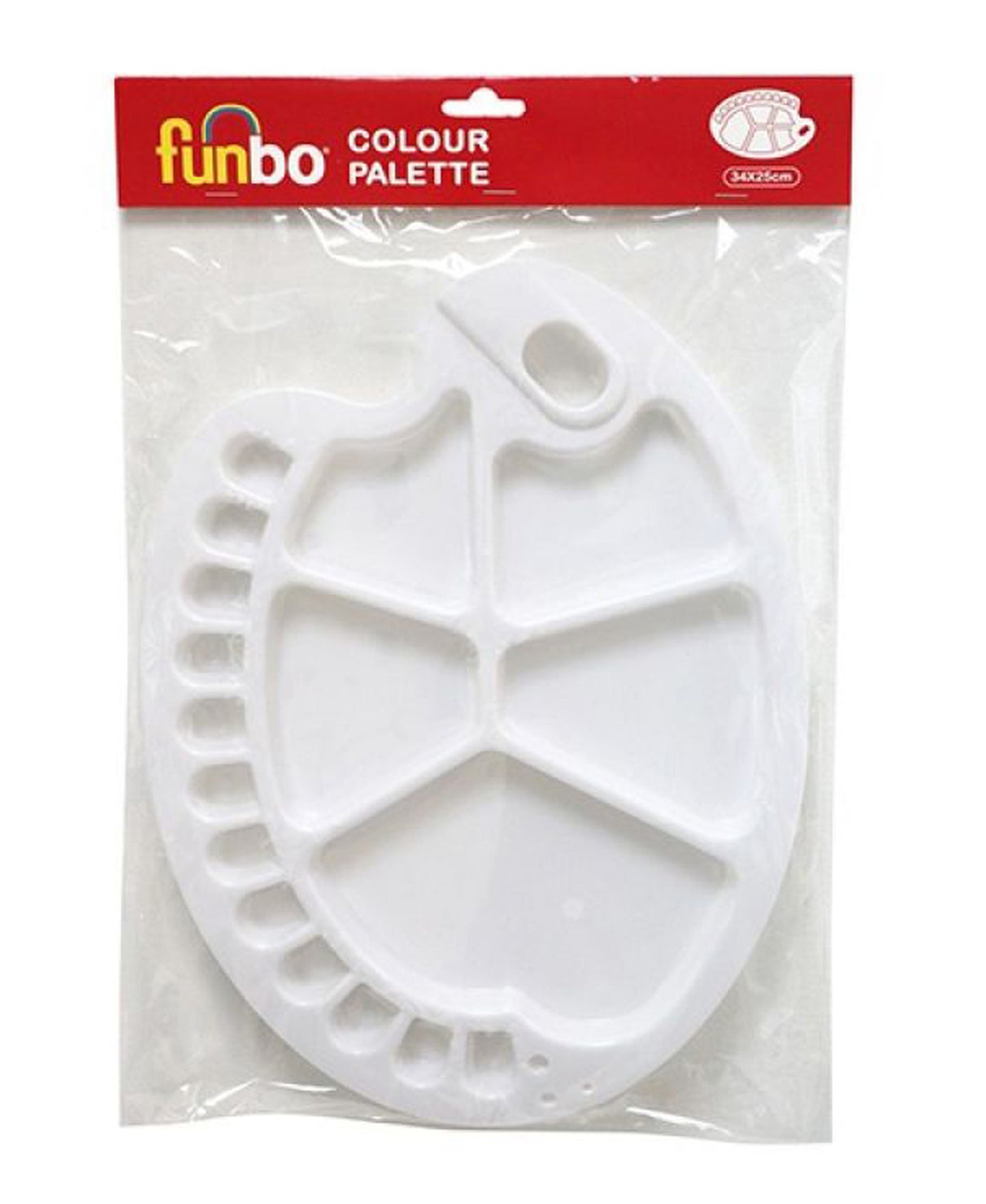 Funbo Coloring Plastic Oval Pallet, 25 inch, PLT-O3425
