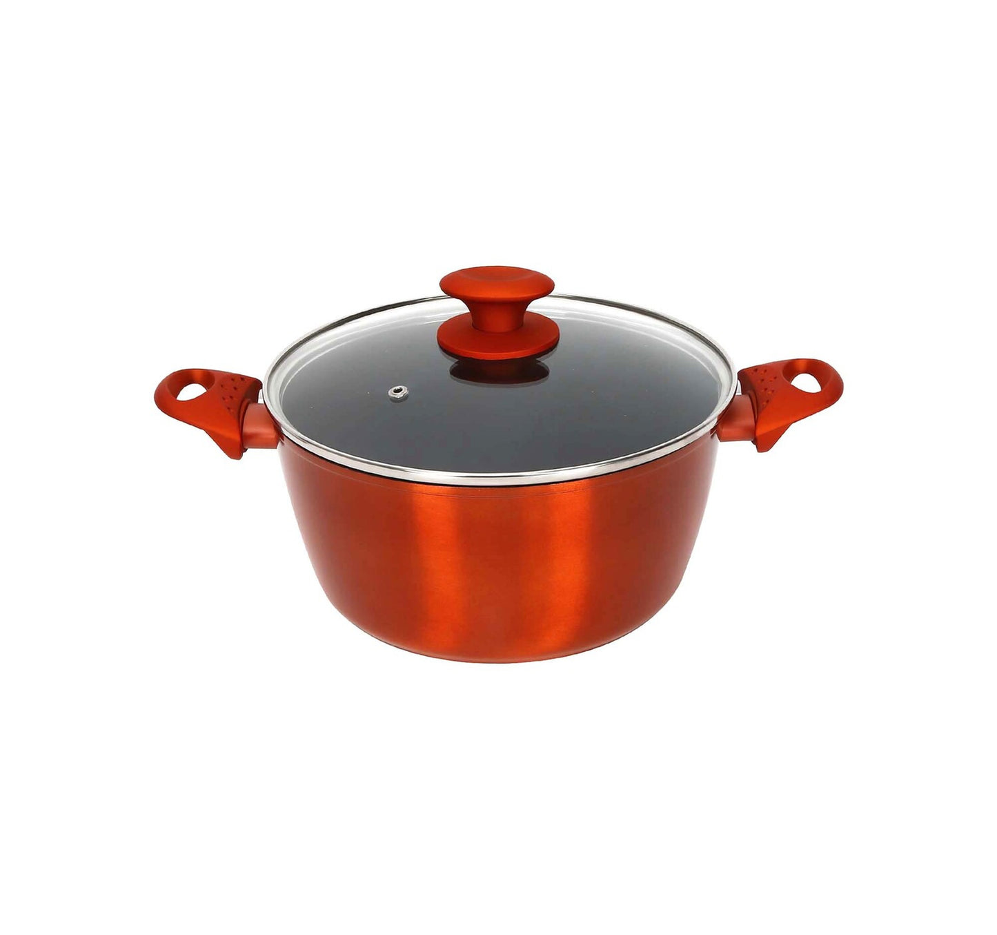Chefline DZN22 Induction Base Ceramic Natural Coating Dutch Oven, 22 cm, Red