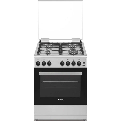 Candy Gas Cooking Range, 60 cm, 4 Gas Burner, Gas Oven, Gas grill, Full Safety, 2 Cast iron grids, Made in Turkey, Inox, CGG64XLPG