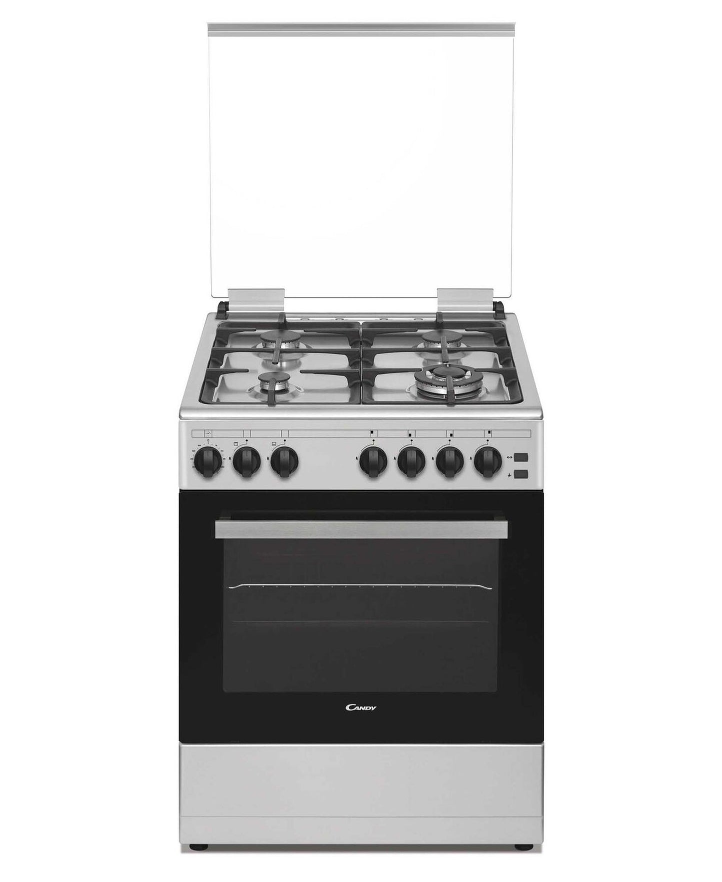 Candy Gas Cooking Range, 60 cm, 4 Gas Burner, Gas Oven, Gas grill, Full Safety, 2 Cast iron grids, Made in Turkey, Inox, CGG64XLPG