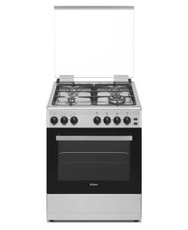 Candy Gas Cooking Range, 60 cm, 4 Gas Burner, Gas Oven, Gas grill, Full Safety, 2 Cast iron grids, Made in Turkey, Inox, CGG64XLPG