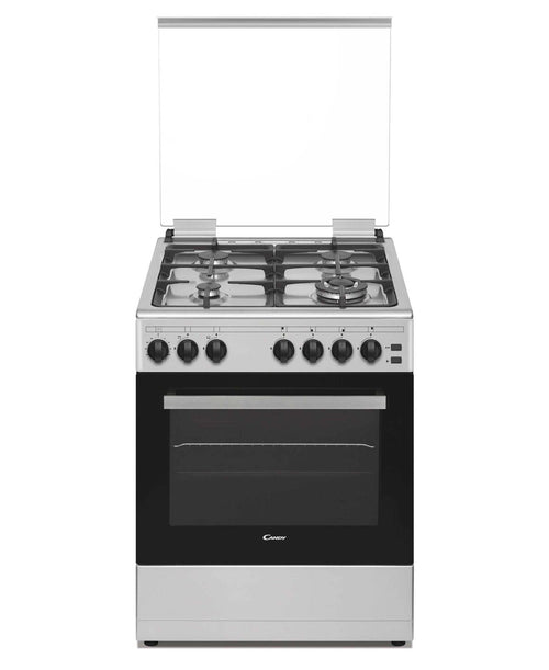 Candy Gas Cooking Range, 60 cm, 4 Gas Burner, Gas Oven, Gas grill, Full Safety, 2 Cast iron grids, Made in Turkey, Inox, CGG64XLPG