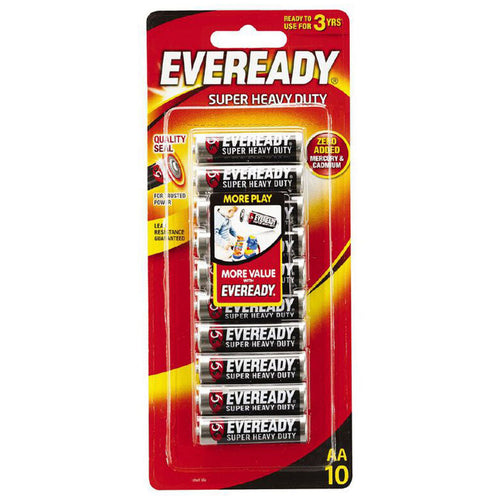 Eveready Super Heavy Duty Batteries 1215HP AA 10 Pack