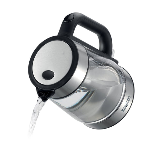 Kenwood 1.7 Liter Cordless Glass Electric Kettle, 2200W with Auto Shut-Off & Removable Mesh Filter,  Clear/Silver/Black, ZJG08.000CL