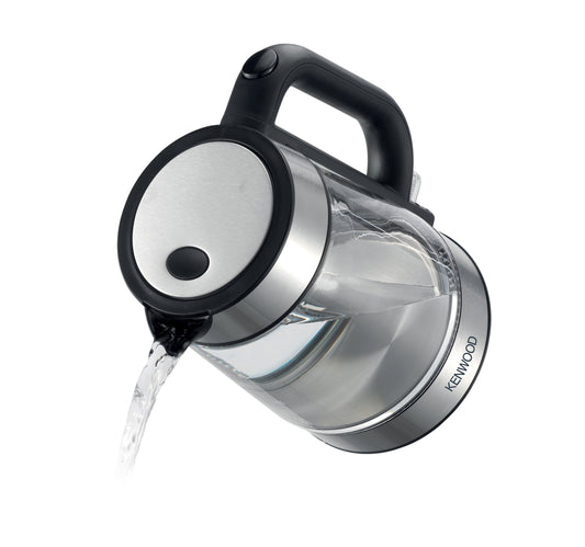 Kenwood 1.7 Liter Cordless Glass Electric Kettle, 2200W with Auto Shut-Off & Removable Mesh Filter,  Clear/Silver/Black, ZJG08.000CL