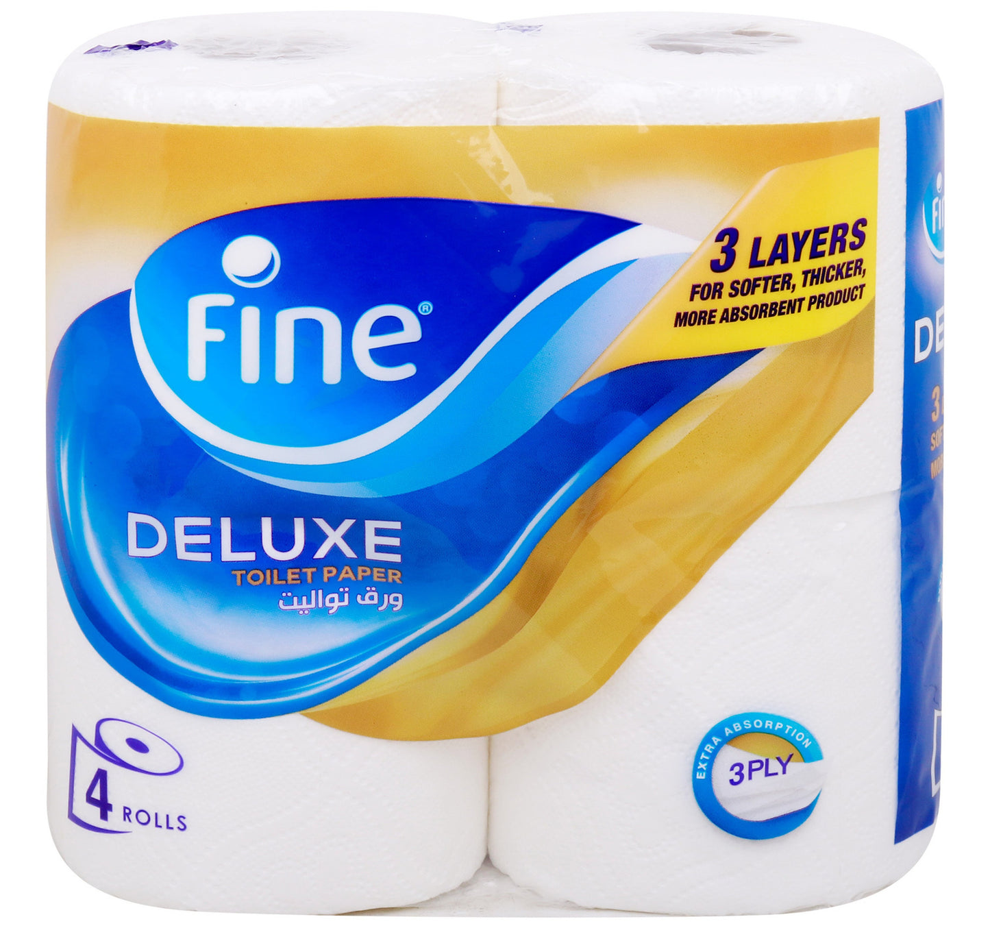 Fine Deluxe New & Improved Flushable Toilet Paper 3ply 4 Rolls