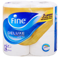 Fine Deluxe New & Improved Flushable Toilet Paper 3ply 4 Rolls