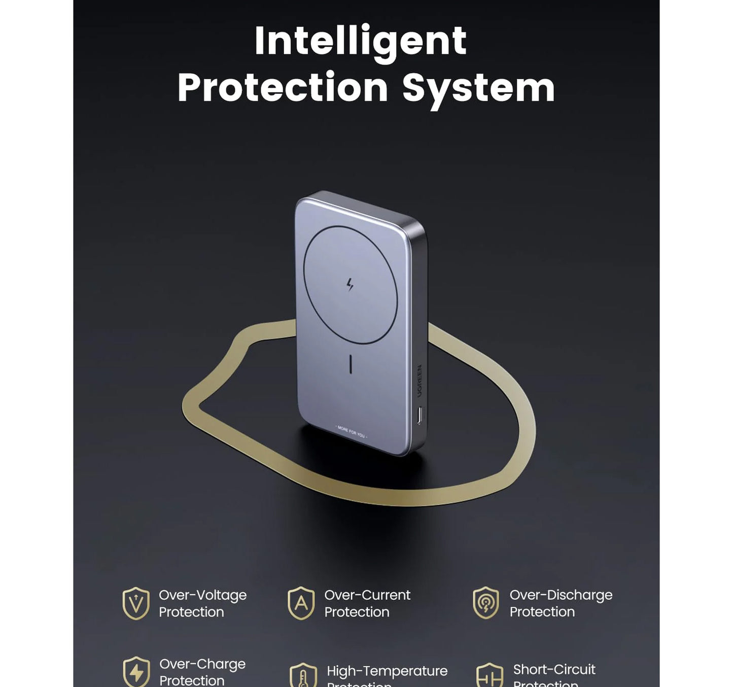 Ugreen 10000mAh Magnetic Wireless Power Bank, Space Gray, PB206-15086