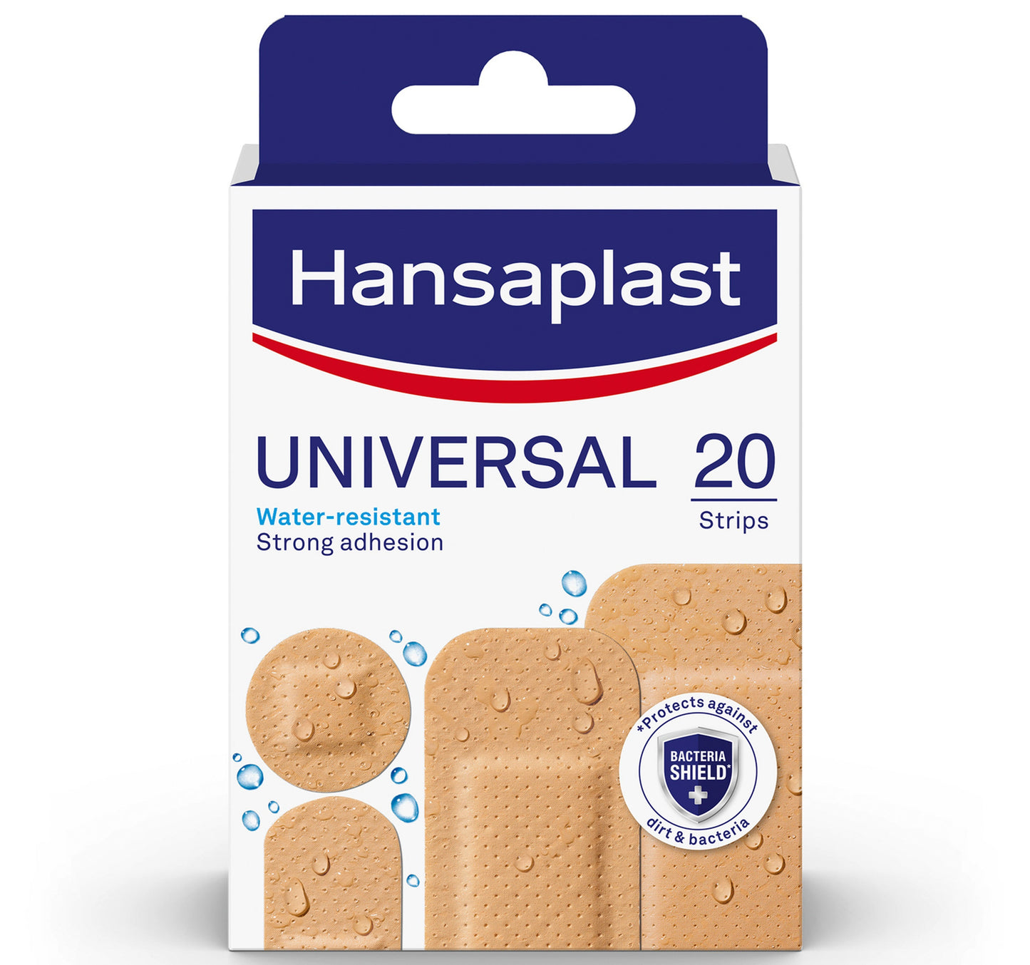 ضمادات الجروح العالمية هانسابلاست المقاومة للماء ذات الالتصاق القوي، 20 قطعة
