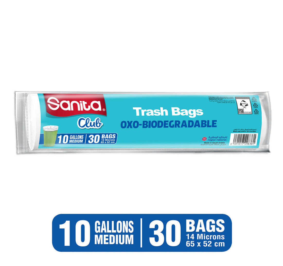 Sanita Club Trash Bags Biodegradable 10 Gallons Size 65 x 52cm 30pcs