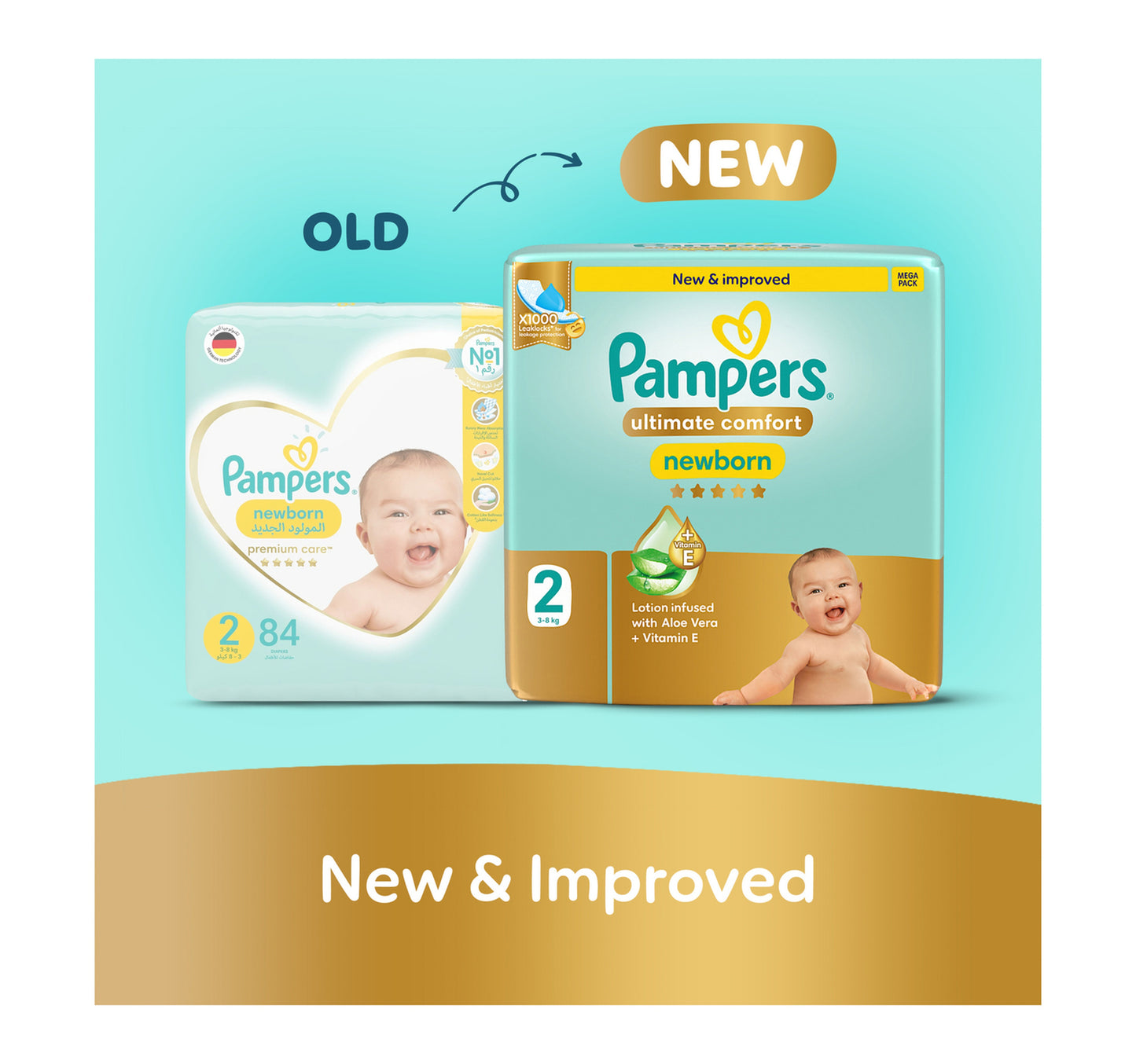 Pampers Ultimate Comfort Taped Diapers, Size 2, 3-8kg, 46 pcs