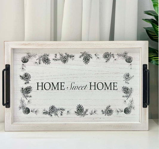 Maple Leaf Wooden Serving Tray With Handle 40x25x5cm HT74932 Assorted