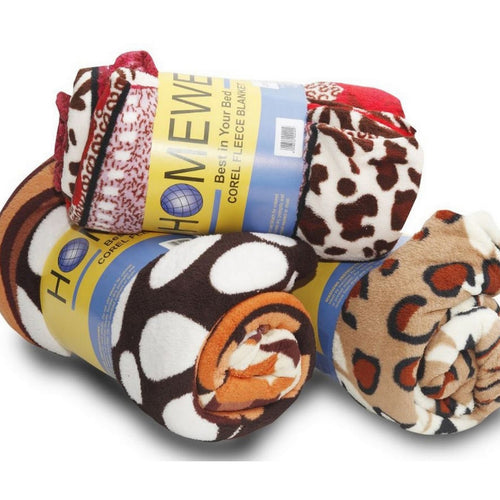 Home well Silky Flannel Blanket 200x220cm Assorted Colors & Designs 1pc