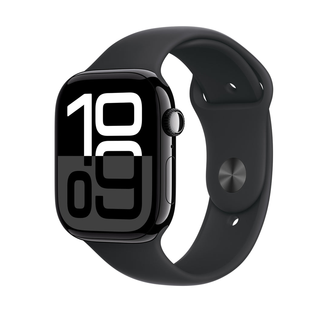 Apple Watch Series 10 46 mm GPS Smartwatch, Jet Black Aluminium Case with Black Sport Band (S/M),MWWP3QA/A