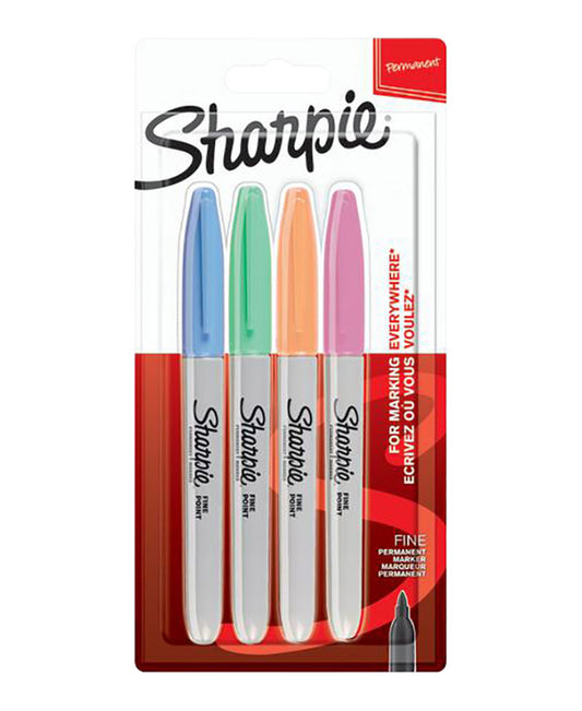 Sharpie Fine Permanent Marker 4 Colour Assorted