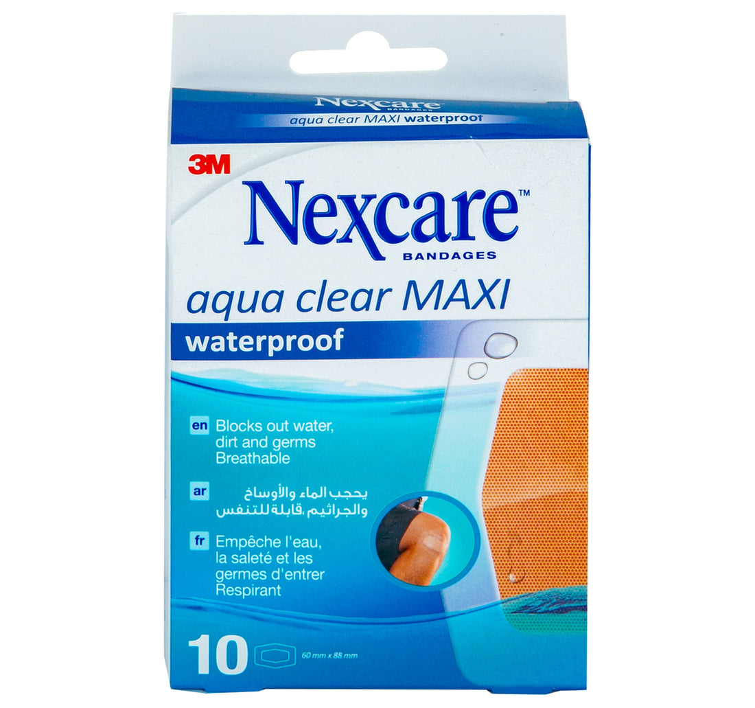 ضمادة نيكسكير 3M أكوا كلير ماكسي المقاومة للماء، 10 قطع