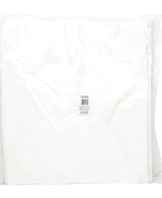 مريلة فوم HDPE بيضاء مقاس 800 × 1400، 100 قطعة