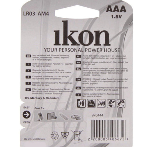 Ikon Alkaline AAA Battery IKLR03BP4, Pack of 4Pc
