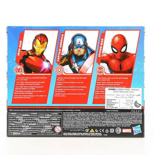 Marvel Action Figure Toy 3-Pack, 6-inch Figures, Iron Man, Spider-Man, Captain America, F13945L