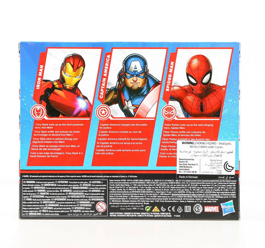 Marvel Action Figure Toy 3-Pack, 6-inch Figures, Iron Man, Spider-Man, Captain America, F13945L
