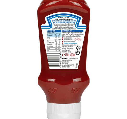 Heinz Less Sugar and Salt Tomato Ketchup 400 ml