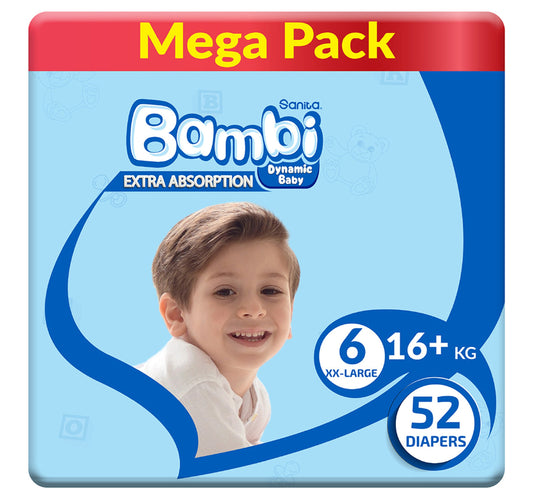 Sanita Bambi Baby Diaper Mega Pack Size 6 XX-Large 16+ kg 52 pcs