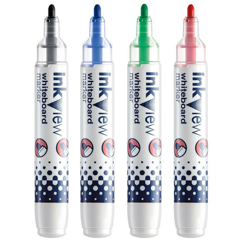 أقلام تحديد السبورة البيضاء Uni-Ball Inkview، 4 قطع، متعددة الألوان، PWB-202