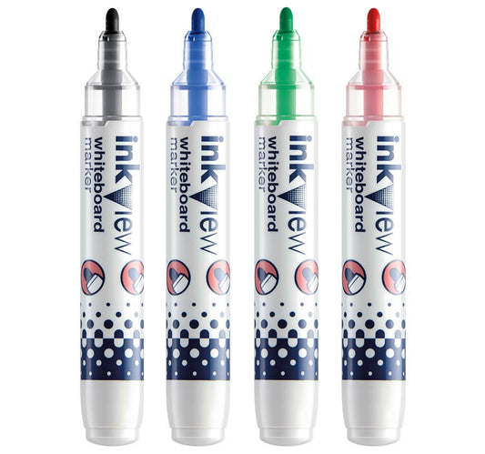 Uni-Ball Inkview Whiteboard Marker Pens, 4 pcs, Multicolor, PWB-202