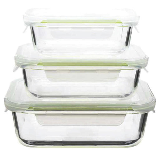Chefline Glass Food Container Set, 3 pcs, 370 + 640 + 1040 ml