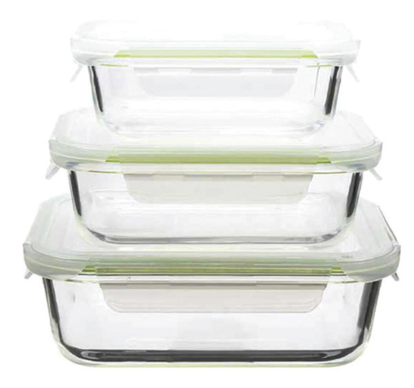 Chefline Glass Food Container Set, 3 pcs, 370 + 640 + 1040 ml