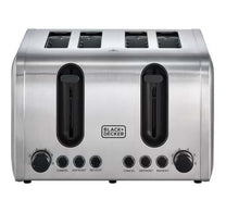 Black+Decker 4 Slice Toaster, 2100 W, Stainless Steel, ET444-B5