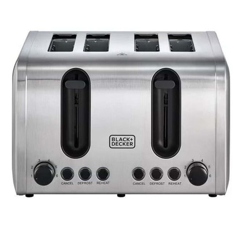 Black+Decker 4 Slice Toaster, 2100 W, Stainless Steel, ET444-B5
