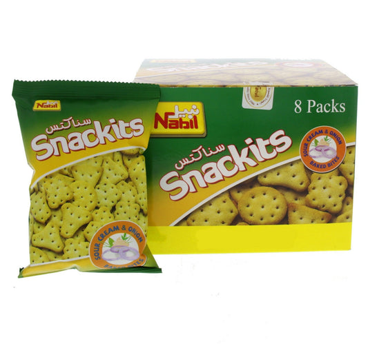 Nabil Snackits Sour Cream And Onion Crackers Value Pack 8 x 26 g