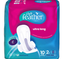 فوط صحية طويلة للغاية بأجنحة من فيذر، مقاس 2، 10 قطع