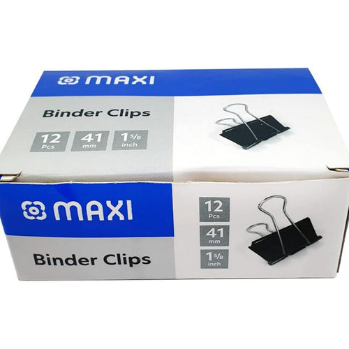 Maxi Metal Binder Clips, 41mm, 12 pcs, Black, BCL41