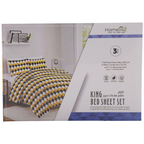Homewell Bed Sheet Set 240 x 260cm 3pcs