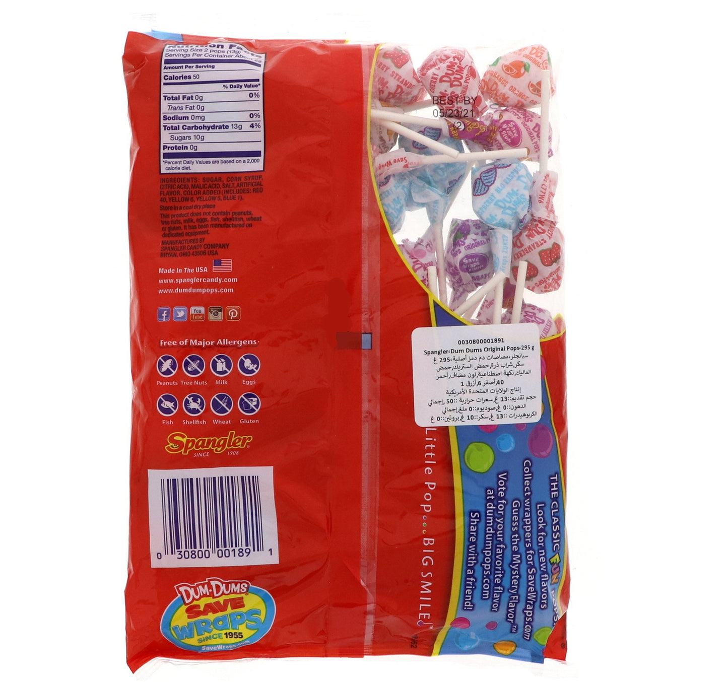 Spangler Dum Dum Original Assorted Pops 295 g