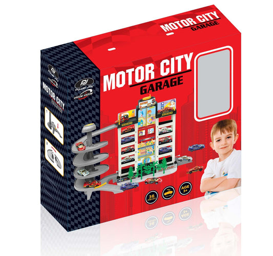 Power Joy Parking Garage & 4 Cars Set C8429