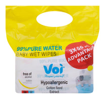 مناديل مبللة فوي بيبي، ماء نقي بنسبة 99%، عبوة اقتصادية، 3 × 56 قطعة