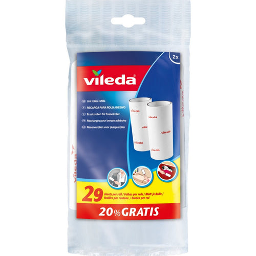 Vileda Lint Roller Refill 29 Sheets x 2pcs