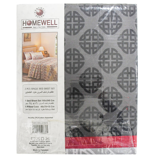 Homewell Single Size Bed Sheet, 160 x 240 cm, Assorted