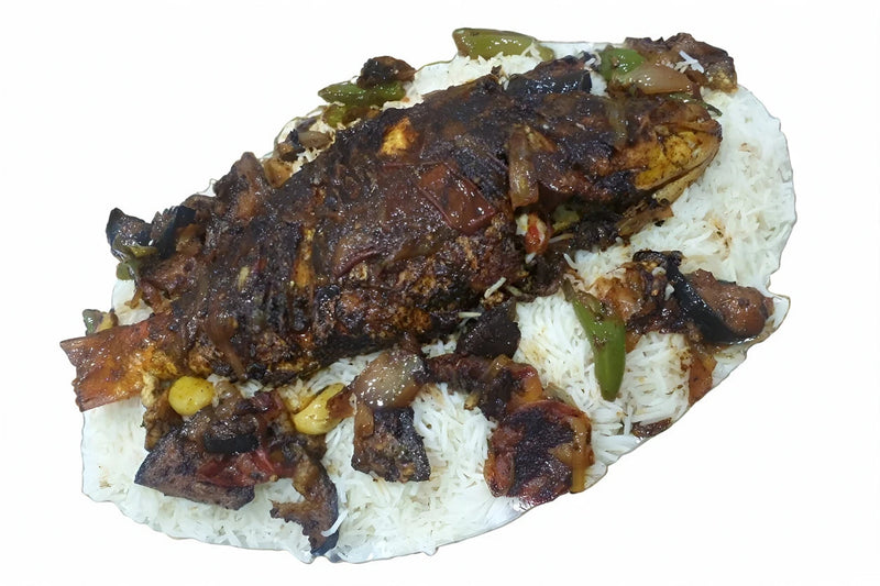 Fried Shaari Fish with white Sheelani rice Al Lulu Kitchen