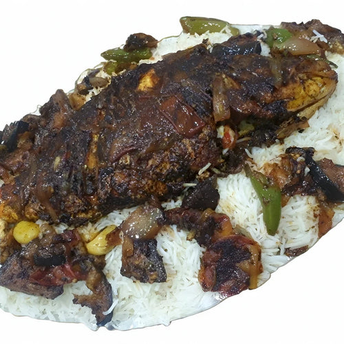 Fried Shaari Fish with white Sheelani rice Al Lulu Kitchen