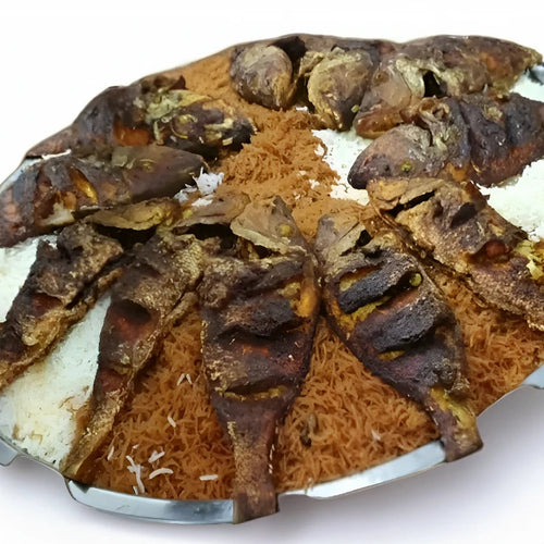 Shaari Fish with fried rice and white shalani Rice Al Lulu Kitchen