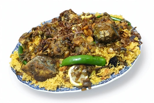 Kan'ad Fish Machbos with Shrimps