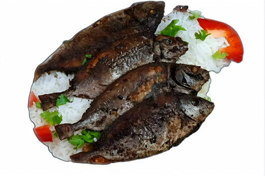 Fried Safi Fish with white Sheelani rice