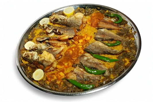 Seabass Fish Machbos with Shrimps