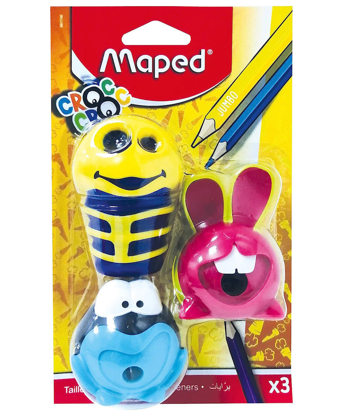 Maped Croc Sharpner, 3 Pcs, Multicolor, MD981746