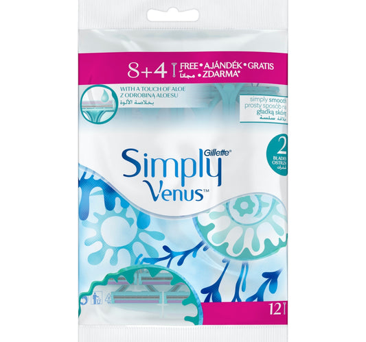 ماكينة حلاقة جيليت سيمبلي فينوس 2 للاستخدام مرة واحدة 8+4
