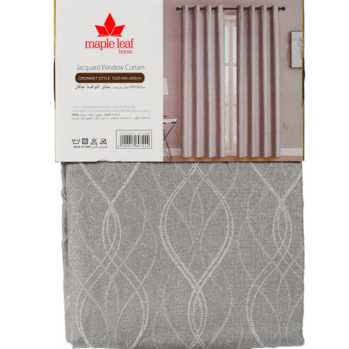 Maple Leaf Home Jacquard Window Curtain 140 x 260cm Silver